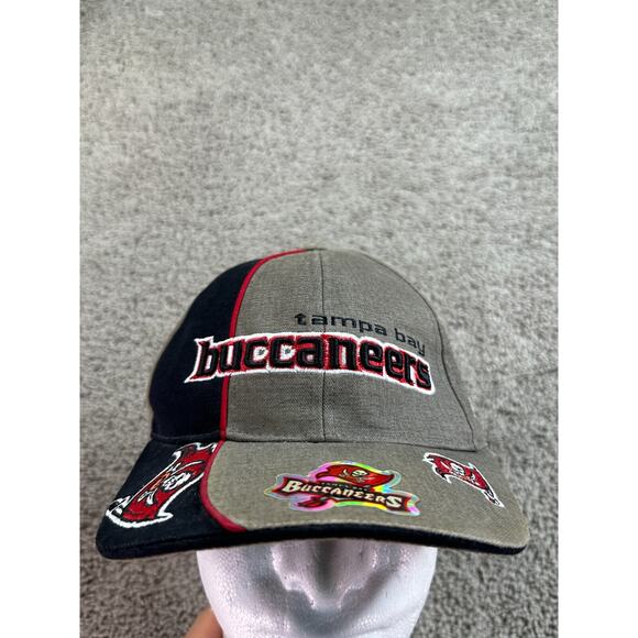 VTG Tampa Bay Buccaneers Hat Mens OS Gray Black Strapback NFL Pro Line Reebok - Picture 1 of 9